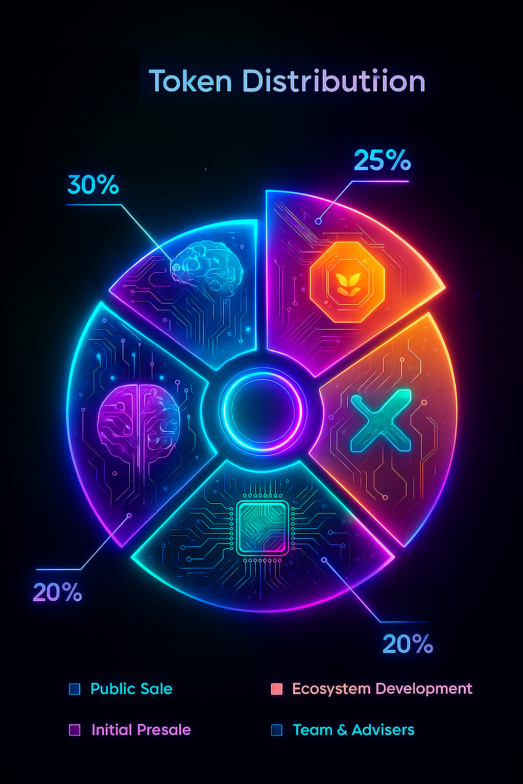 Pie chart of GROK70K token distribution